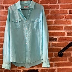 Express Blue Linen long Sleeve button-up, Size L